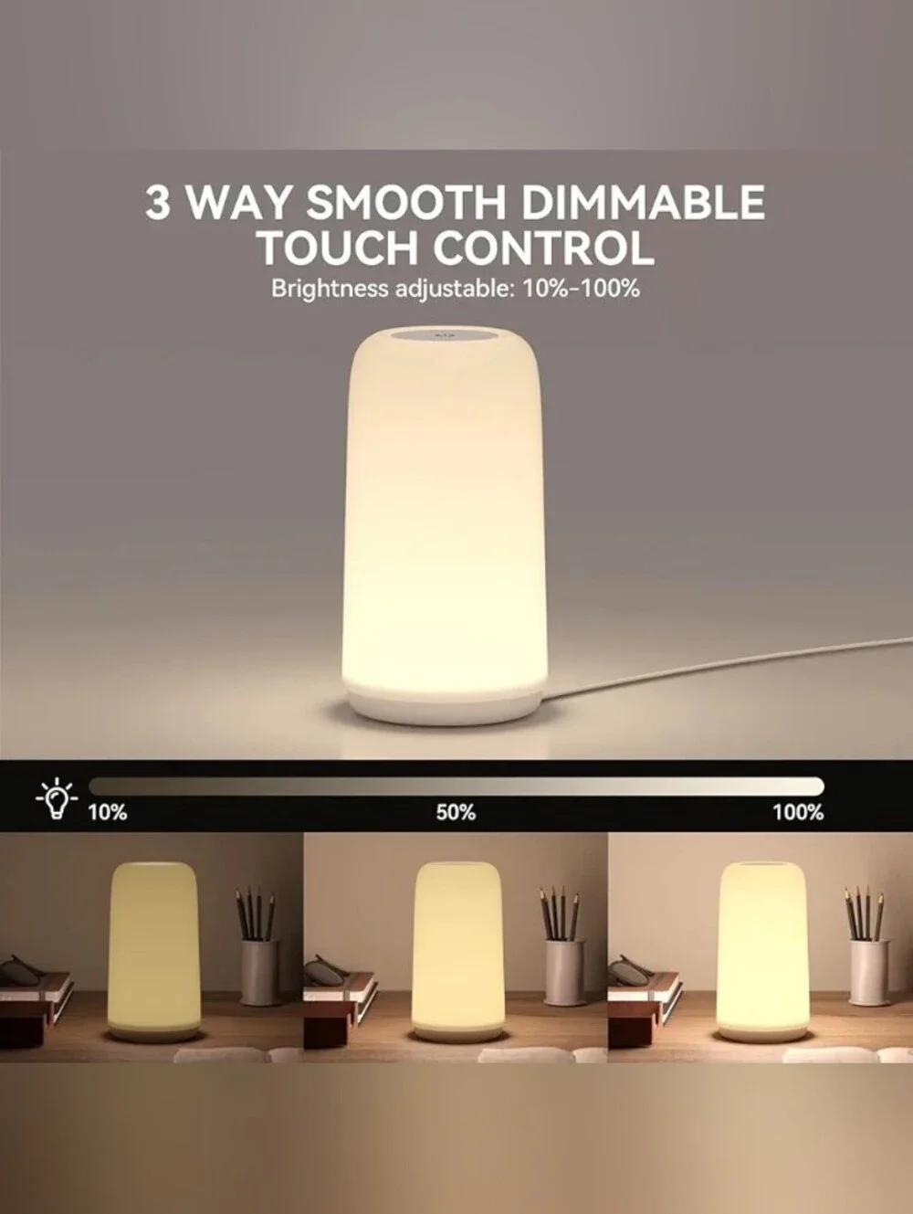 Touch Bedside Table LED Lamp Sleek Design & RGB Mode Multi-Color Dimmable